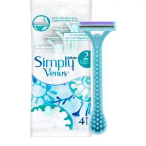 (اصلی/4 عددی) خودتراش تیغ 2 لبه سیمپلی ونوس آبی ژیلت  بسته 4 عددی Gillette Simply Venus