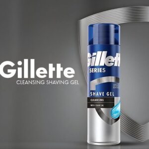 (اصلی انگلیسی/200میل) ژل اصلاح ژیلت مشکی مدل زغالی Gillette Cleansing Charcoal